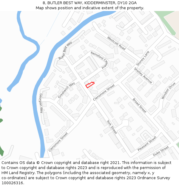 8, BUTLER BEST WAY, KIDDERMINSTER, DY10 2GA: Location map and indicative extent of plot