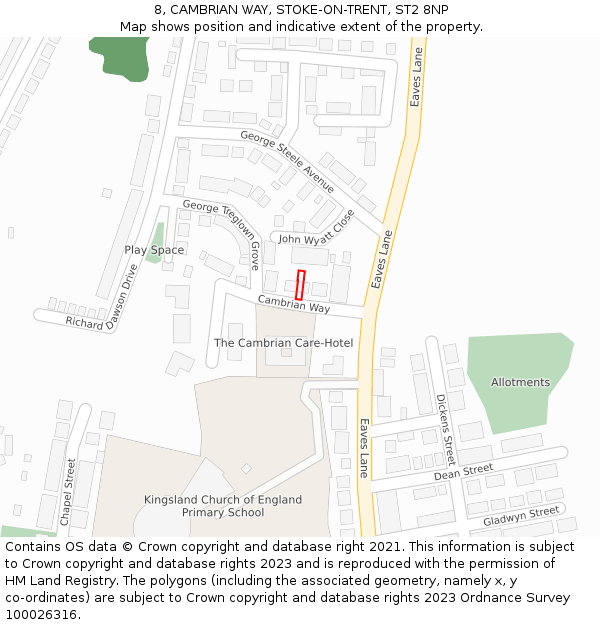 8, CAMBRIAN WAY, STOKE-ON-TRENT, ST2 8NP: Location map and indicative extent of plot