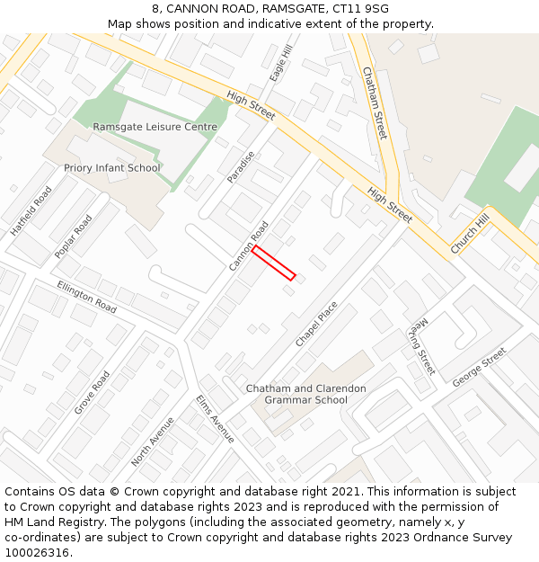 8, CANNON ROAD, RAMSGATE, CT11 9SG: Location map and indicative extent of plot