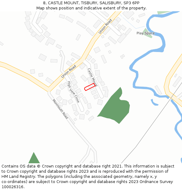 8, CASTLE MOUNT, TISBURY, SALISBURY, SP3 6PP: Location map and indicative extent of plot