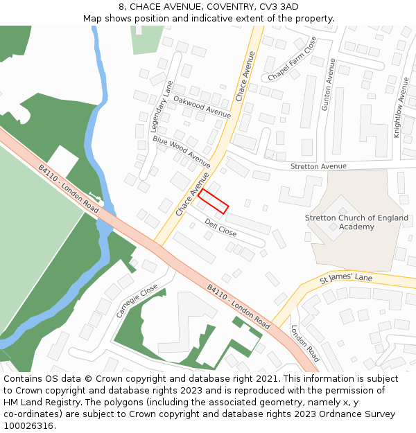 8, CHACE AVENUE, COVENTRY, CV3 3AD: Location map and indicative extent of plot