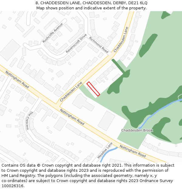 8, CHADDESDEN LANE, CHADDESDEN, DERBY, DE21 6LQ: Location map and indicative extent of plot