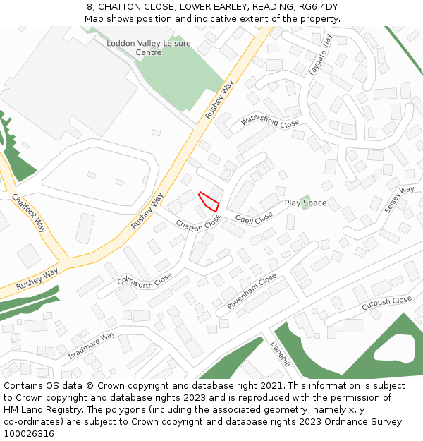 8, CHATTON CLOSE, LOWER EARLEY, READING, RG6 4DY: Location map and indicative extent of plot