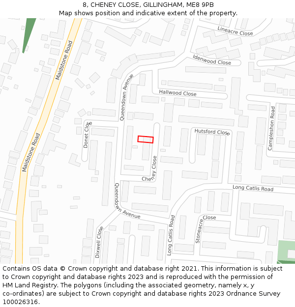 8, CHENEY CLOSE, GILLINGHAM, ME8 9PB: Location map and indicative extent of plot