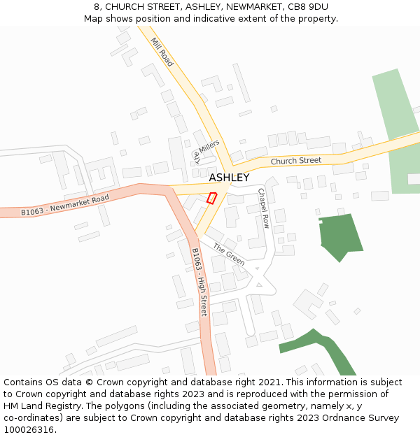 8, CHURCH STREET, ASHLEY, NEWMARKET, CB8 9DU: Location map and indicative extent of plot