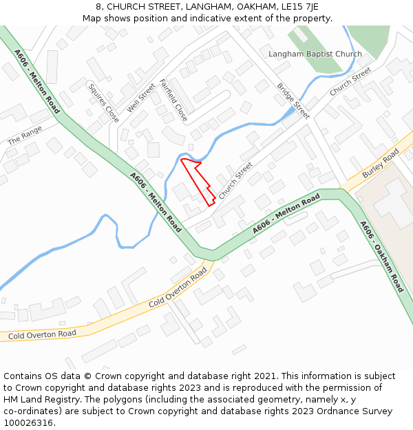 8, CHURCH STREET, LANGHAM, OAKHAM, LE15 7JE: Location map and indicative extent of plot