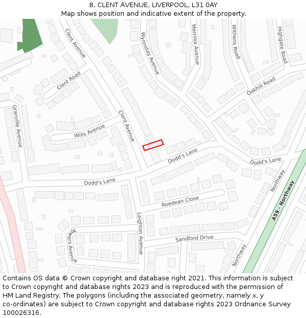 8, CLENT AVENUE, LIVERPOOL, L31 0AY: Location map and indicative extent of plot