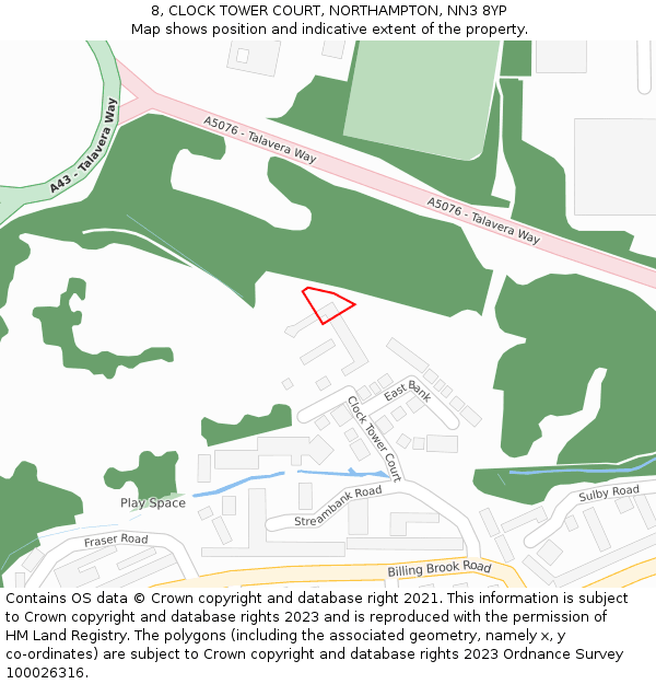 8, CLOCK TOWER COURT, NORTHAMPTON, NN3 8YP: Location map and indicative extent of plot