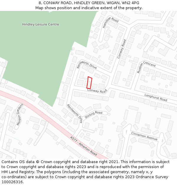 8, CONWAY ROAD, HINDLEY GREEN, WIGAN, WN2 4PG: Location map and indicative extent of plot