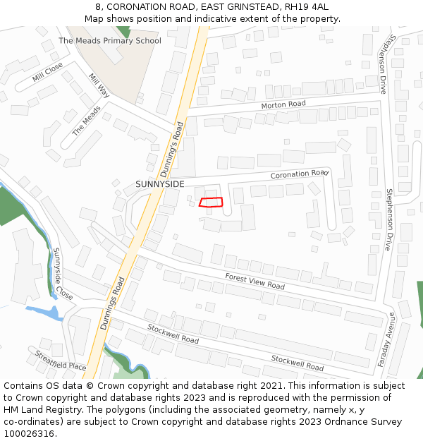 8, CORONATION ROAD, EAST GRINSTEAD, RH19 4AL: Location map and indicative extent of plot