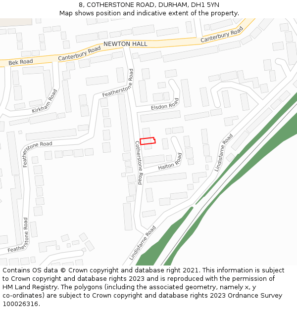 8, COTHERSTONE ROAD, DURHAM, DH1 5YN: Location map and indicative extent of plot