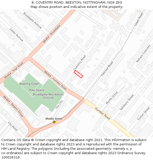 8, COVENTRY ROAD, BEESTON, NOTTINGHAM, NG9 2EG: Location map and indicative extent of plot