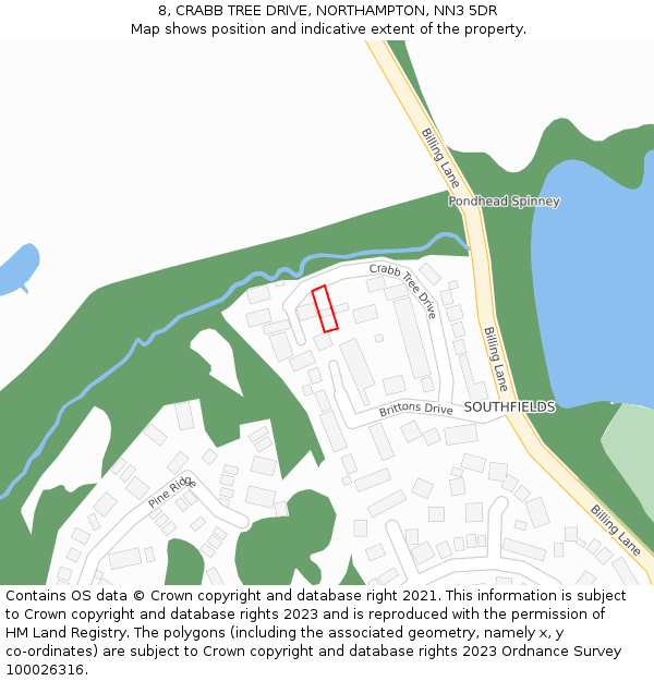 8, CRABB TREE DRIVE, NORTHAMPTON, NN3 5DR: Location map and indicative extent of plot