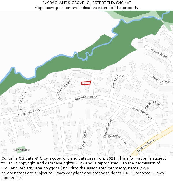 8, CRAGLANDS GROVE, CHESTERFIELD, S40 4XT: Location map and indicative extent of plot