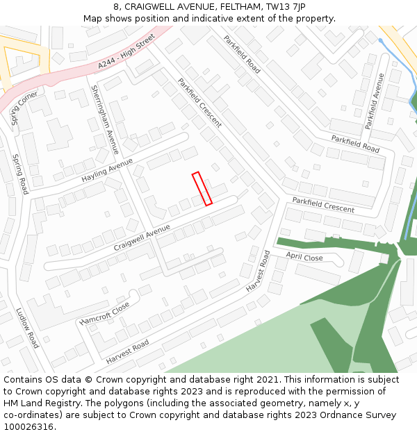 8, CRAIGWELL AVENUE, FELTHAM, TW13 7JP: Location map and indicative extent of plot