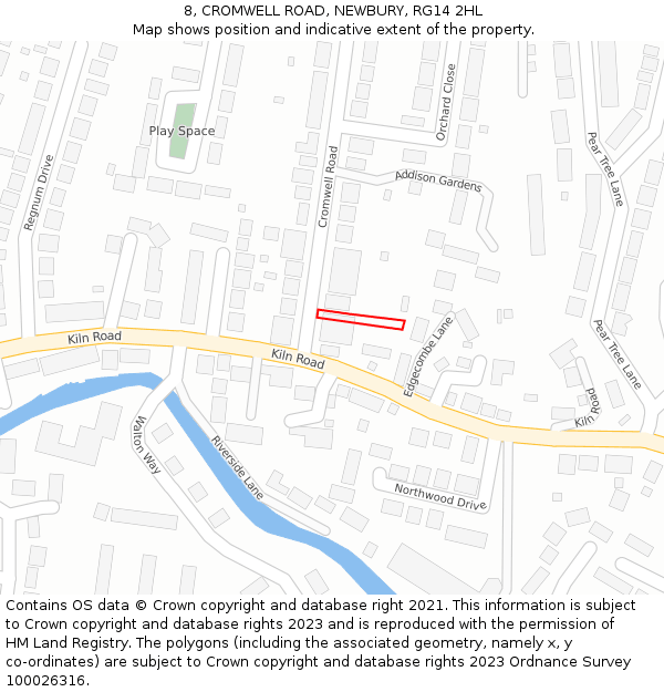 8, CROMWELL ROAD, NEWBURY, RG14 2HL: Location map and indicative extent of plot