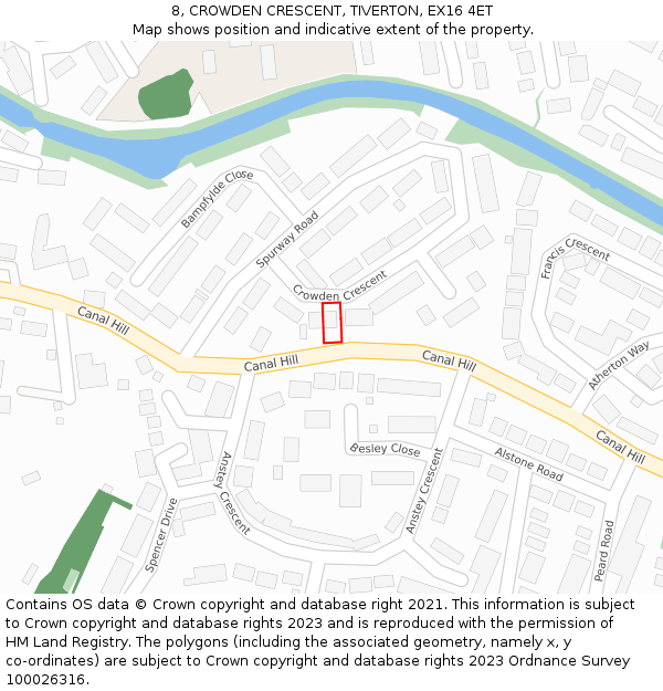 8, CROWDEN CRESCENT, TIVERTON, EX16 4ET: Location map and indicative extent of plot