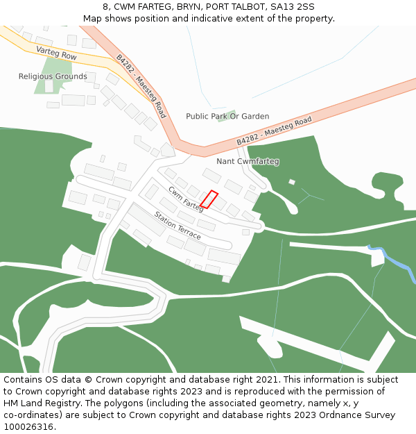 8, CWM FARTEG, BRYN, PORT TALBOT, SA13 2SS: Location map and indicative extent of plot