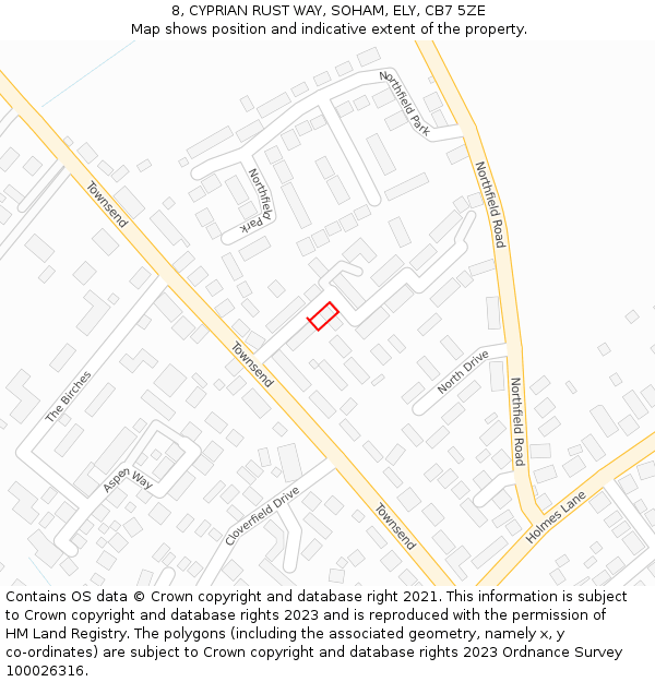 8, CYPRIAN RUST WAY, SOHAM, ELY, CB7 5ZE: Location map and indicative extent of plot