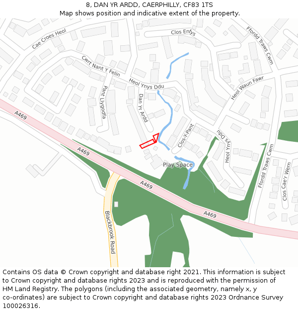 8, DAN YR ARDD, CAERPHILLY, CF83 1TS: Location map and indicative extent of plot