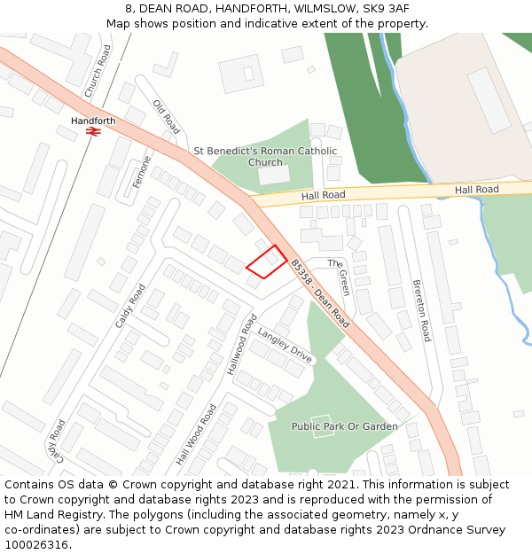 8, DEAN ROAD, HANDFORTH, WILMSLOW, SK9 3AF: Location map and indicative extent of plot