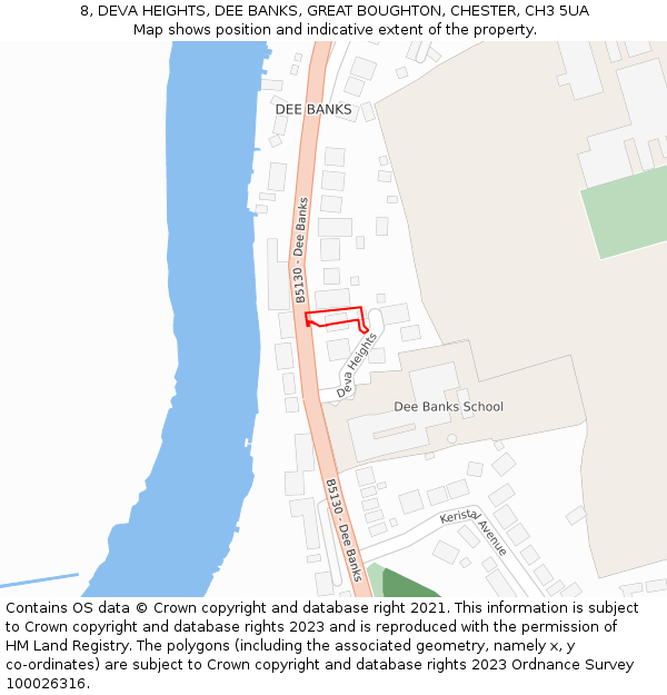 8, DEVA HEIGHTS, DEE BANKS, GREAT BOUGHTON, CHESTER, CH3 5UA: Location map and indicative extent of plot