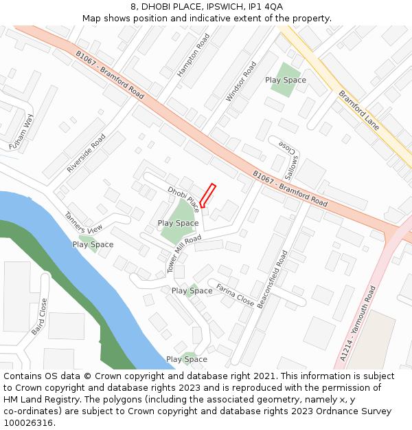 8, DHOBI PLACE, IPSWICH, IP1 4QA: Location map and indicative extent of plot