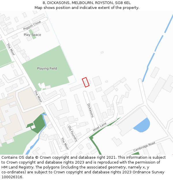 8, DICKASONS, MELBOURN, ROYSTON, SG8 6EL: Location map and indicative extent of plot