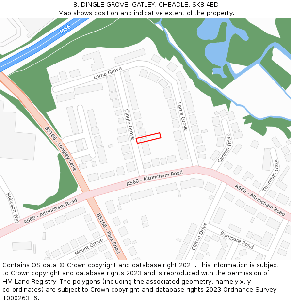 8, DINGLE GROVE, GATLEY, CHEADLE, SK8 4ED: Location map and indicative extent of plot