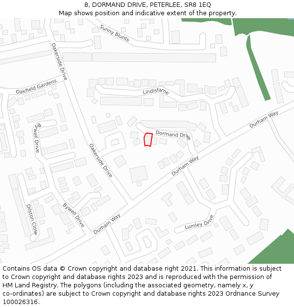 8, DORMAND DRIVE, PETERLEE, SR8 1EQ: Location map and indicative extent of plot