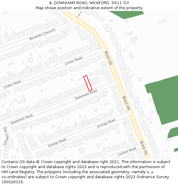 8, DOWNHAM ROAD, WICKFORD, SS11 7LY: Location map and indicative extent of plot