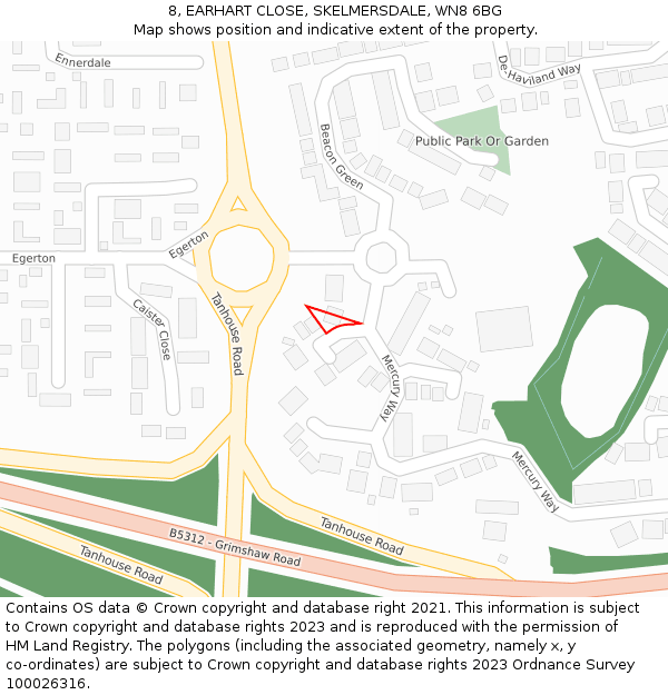 8, EARHART CLOSE, SKELMERSDALE, WN8 6BG: Location map and indicative extent of plot