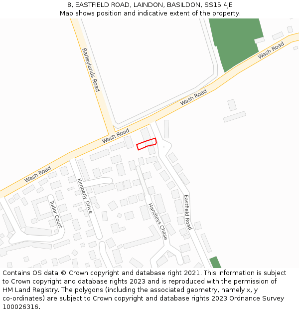 8, EASTFIELD ROAD, LAINDON, BASILDON, SS15 4JE: Location map and indicative extent of plot