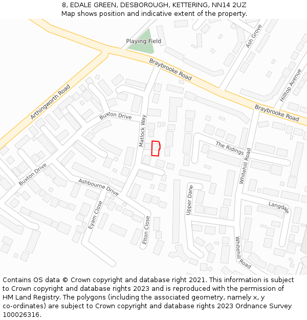 8, EDALE GREEN, DESBOROUGH, KETTERING, NN14 2UZ: Location map and indicative extent of plot