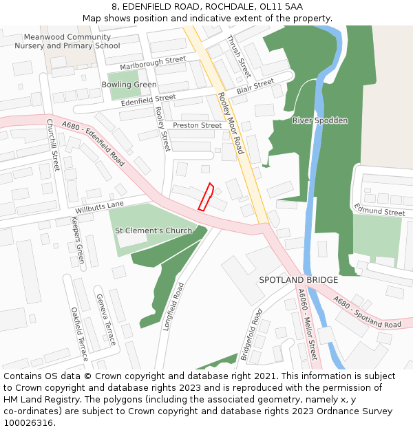 8, EDENFIELD ROAD, ROCHDALE, OL11 5AA: Location map and indicative extent of plot