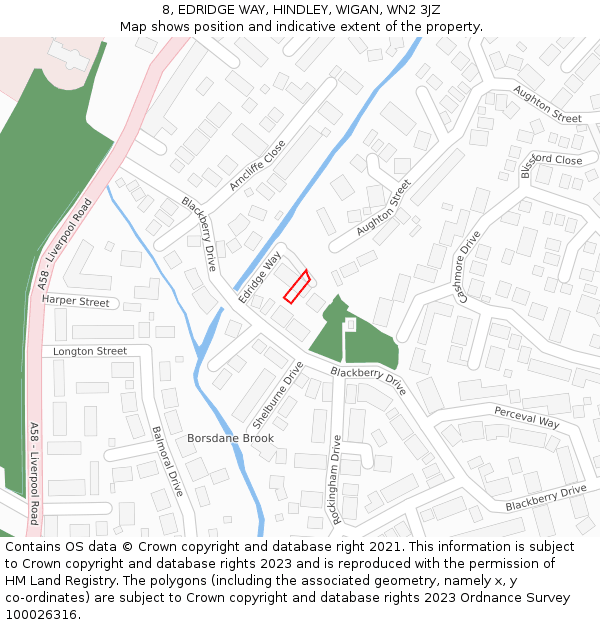 8, EDRIDGE WAY, HINDLEY, WIGAN, WN2 3JZ: Location map and indicative extent of plot