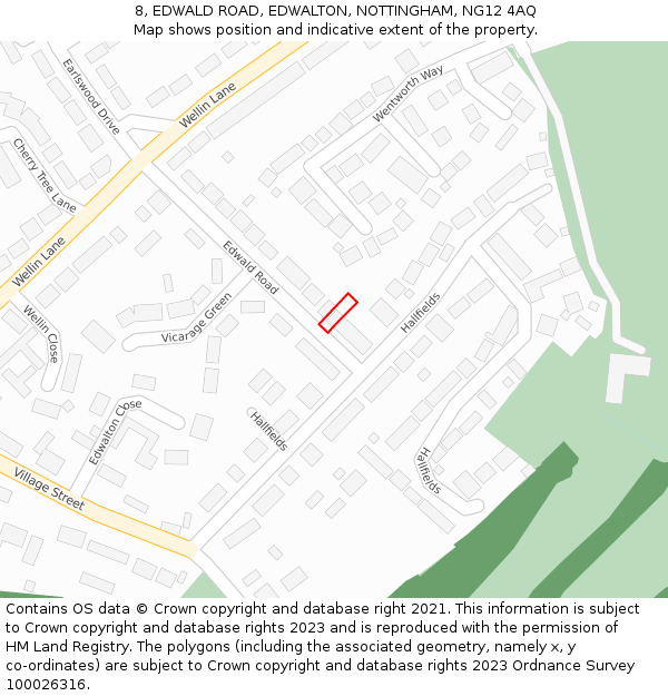 8, EDWALD ROAD, EDWALTON, NOTTINGHAM, NG12 4AQ: Location map and indicative extent of plot