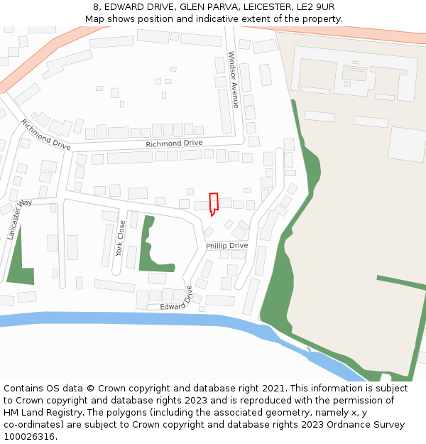 8, EDWARD DRIVE, GLEN PARVA, LEICESTER, LE2 9UR: Location map and indicative extent of plot