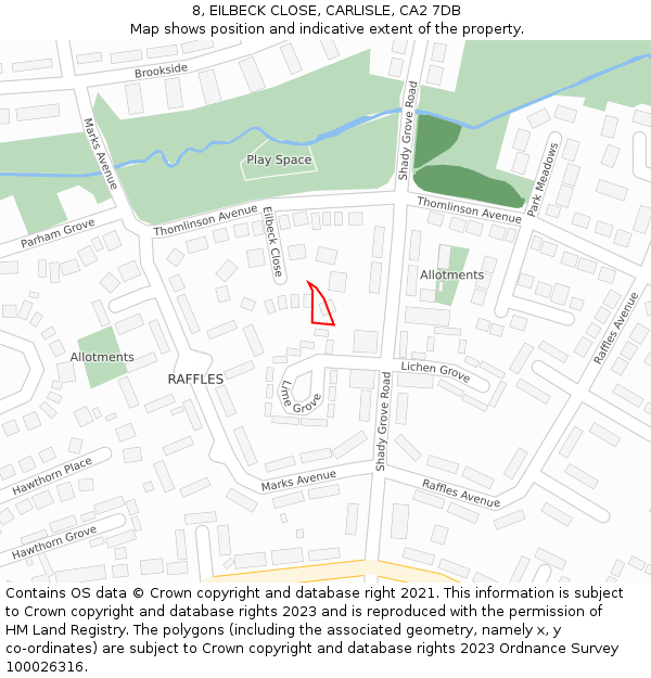 8, EILBECK CLOSE, CARLISLE, CA2 7DB: Location map and indicative extent of plot