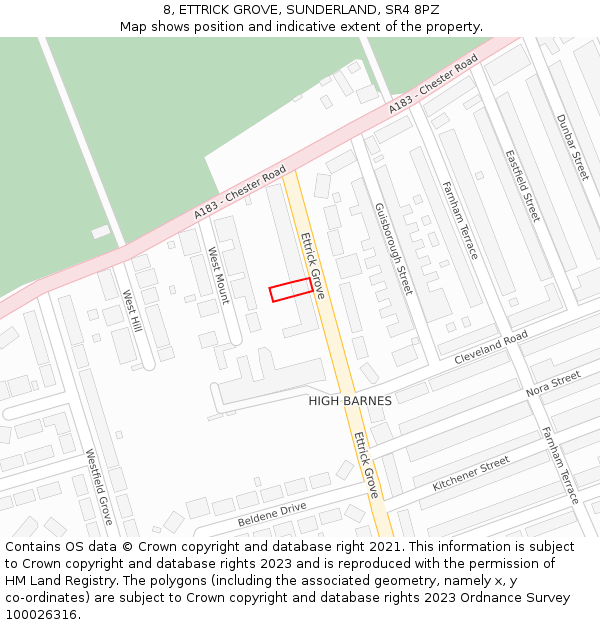 8, ETTRICK GROVE, SUNDERLAND, SR4 8PZ: Location map and indicative extent of plot