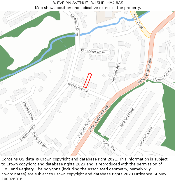 8, EVELYN AVENUE, RUISLIP, HA4 8AS: Location map and indicative extent of plot