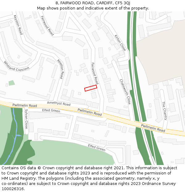 8, FAIRWOOD ROAD, CARDIFF, CF5 3QJ: Location map and indicative extent of plot