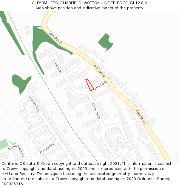 8, FARM LEES, CHARFIELD, WOTTON-UNDER-EDGE, GL12 8JA: Location map and indicative extent of plot