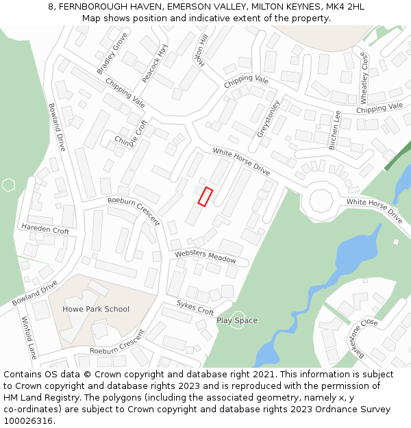 8, FERNBOROUGH HAVEN, EMERSON VALLEY, MILTON KEYNES, MK4 2HL: Location map and indicative extent of plot