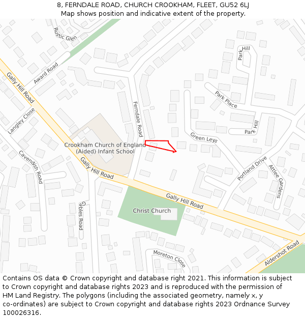 8, FERNDALE ROAD, CHURCH CROOKHAM, FLEET, GU52 6LJ: Location map and indicative extent of plot