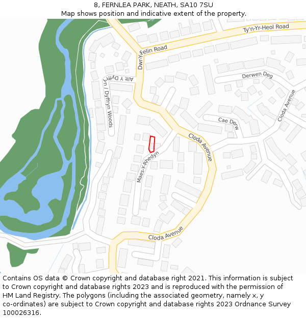 8, FERNLEA PARK, NEATH, SA10 7SU: Location map and indicative extent of plot