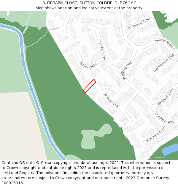 8, FIRBARN CLOSE, SUTTON COLDFIELD, B76 1AG: Location map and indicative extent of plot