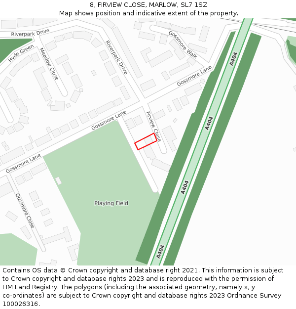 8, FIRVIEW CLOSE, MARLOW, SL7 1SZ: Location map and indicative extent of plot