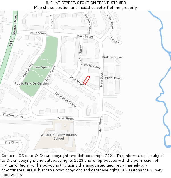 8, FLINT STREET, STOKE-ON-TRENT, ST3 6RB: Location map and indicative extent of plot