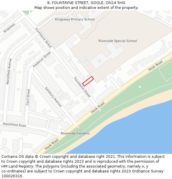 8, FOUNTAYNE STREET, GOOLE, DN14 5HG: Location map and indicative extent of plot